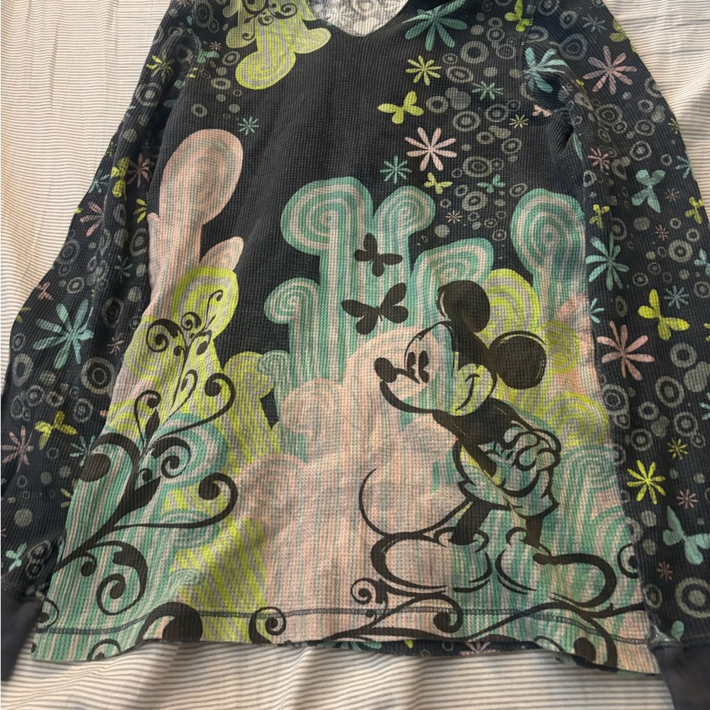 Disney Long Sleeve Shirt - Black and Green with Mickey Mouse